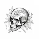 skull, butterflies, flowers tattoo design idea