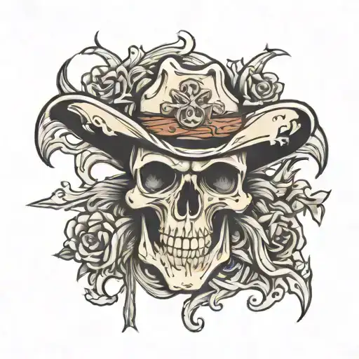 cowboy skull and cross tattoo tattoo design idea