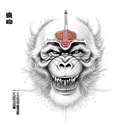 monkey in knight armor tattoo design idea