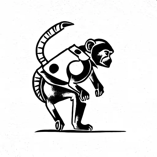 monkey in knight armor tattoo design idea