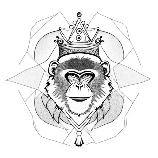 monkey with a crown tattoo design idea