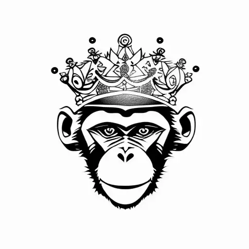 monkey with a crown tattoo design idea