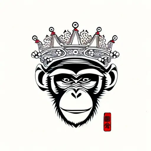 monkey with a crown tattoo design idea