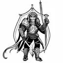 Monkey in Knight armor tattoo design idea