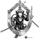 Monkey in Knight armor tattoo design idea