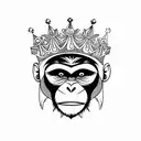 monkey with a crown tattoo design idea