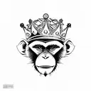 monkey with a crown tattoo design idea