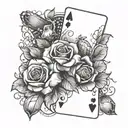 A poker hand with roses and seashells as the card symbols tattoo design idea