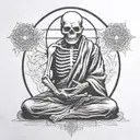 skeleton monk meditating with third eye  tattoo design idea