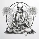 skeleton monk meditating with third eye  tattoo design idea