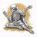 skeleton monk in cloak meditating, forward facing tattoo design idea