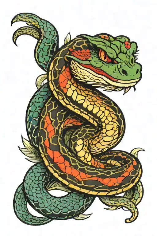 snake with a mullet pit vipers tattoo design idea
