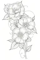 fine line flower tattoo with initials C & J white drawing tattoo design idea