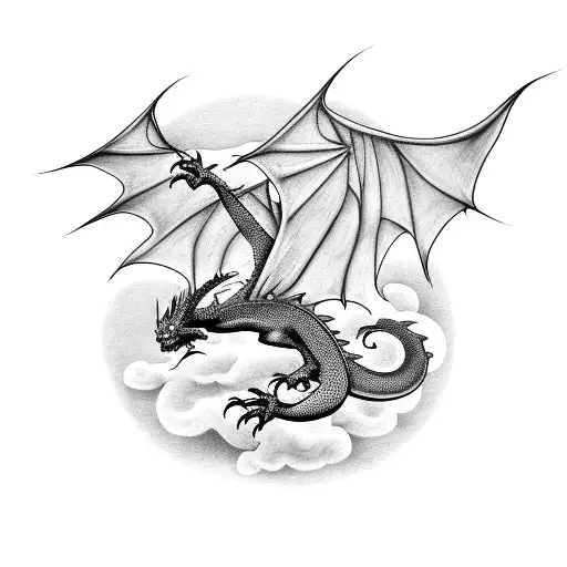 Dragon in the clouds tattoo design idea