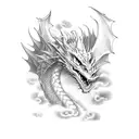 Dragon in the clouds tattoo design idea