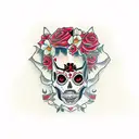 red and black mexican catrina tattoo design idea