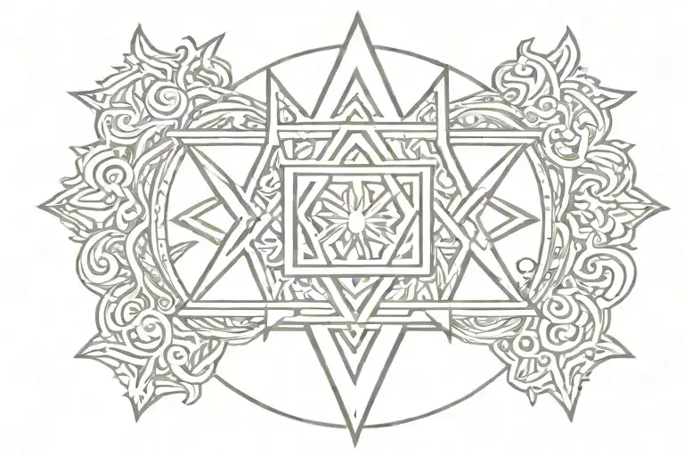 simple mandala star of david tattoo design idea
