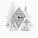 baby boy Ezra Christopher mountains woodland triangles clock tattoo design idea