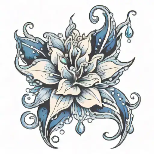midwest indigo flower with icicles hanging from its petals tattoo design idea