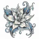 midwest indigo flower with icicles hanging from its petals tattoo design idea