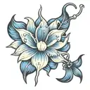 midwest indigo flower with icicles hanging from its petals tattoo design idea