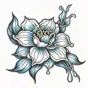 midwest indigo flower with icicles hanging from its petals tattoo design idea