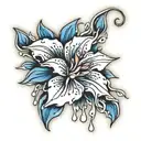 midwest indigo flower with icicles hanging from its petals tattoo design idea