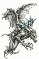 fairy holding onto dragon's back tattoo design idea