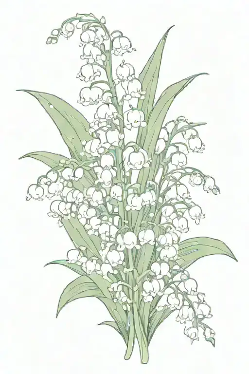 Lily of the valley and the Japanese word "samidare" in Japanese characters tattoo design idea