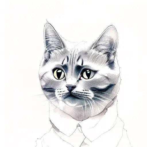 cat and watercolour tattoo design idea