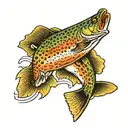 trout leaping tattoo design idea