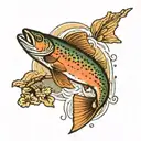 trout leaping tattoo design idea