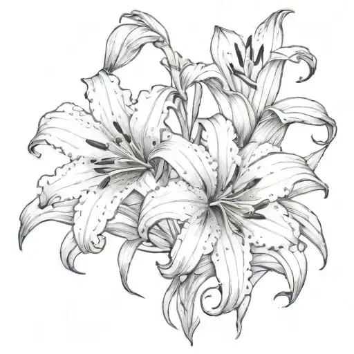 add on tattoo behind two sipder lilies that represents imperfection tattoo design idea