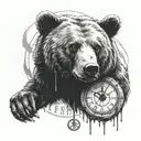 bear and clock with sobriety symbol somewhere tattoo design idea