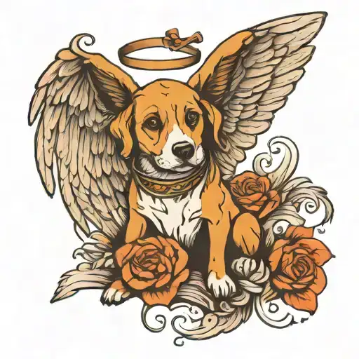 me dog angels and poem tattoo design idea