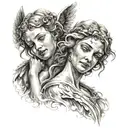 angels smiling and crying   tattoo design idea