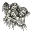 angels smiling and crying   tattoo design idea