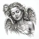 angels smiling and crying   tattoo design idea
