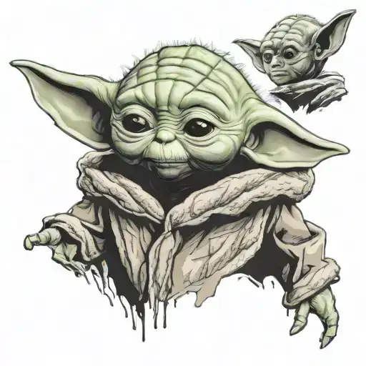 baby yoda head tattoo design idea