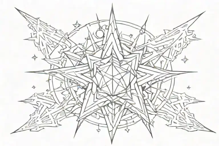 never surrender star tattoo design idea