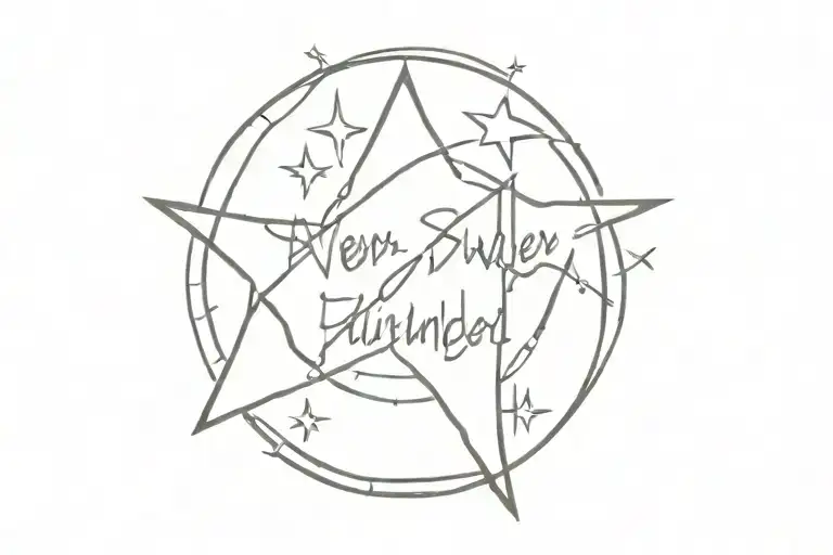 never surrender with star and 1906 date tattoo design idea