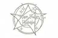 never surrender with star and 1906 date tattoo design idea