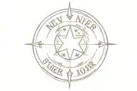 never surrender with star and 1906 date tattoo design idea