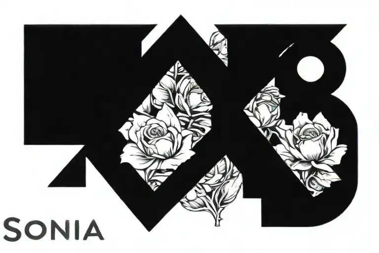 "Sonia" name tattoo with roman numeral date below  tattoo design idea