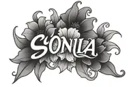 "Sonia" name tattoo flowers   tattoo design idea