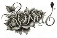 "Sonia" name tattoo flowers with  roman numerals below  tattoo design idea