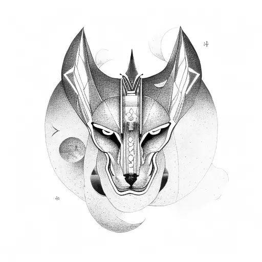Anubis with astral  tattoo design idea