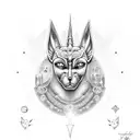 Anubis with astral  tattoo design idea