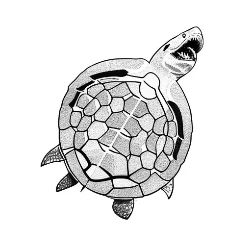 shark Finn diving travel turtle boat tattoo design idea