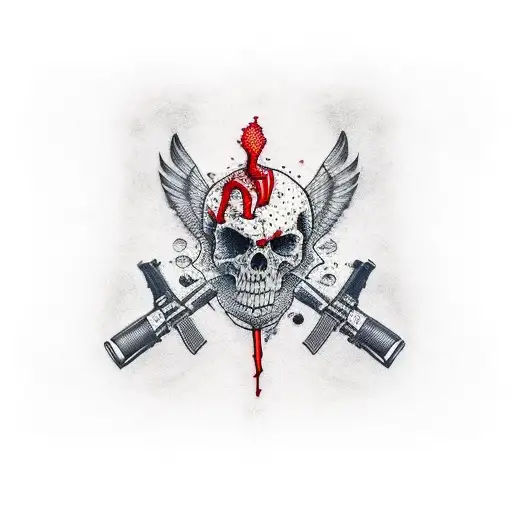 Gangster with Guns and Blood tattoo design idea